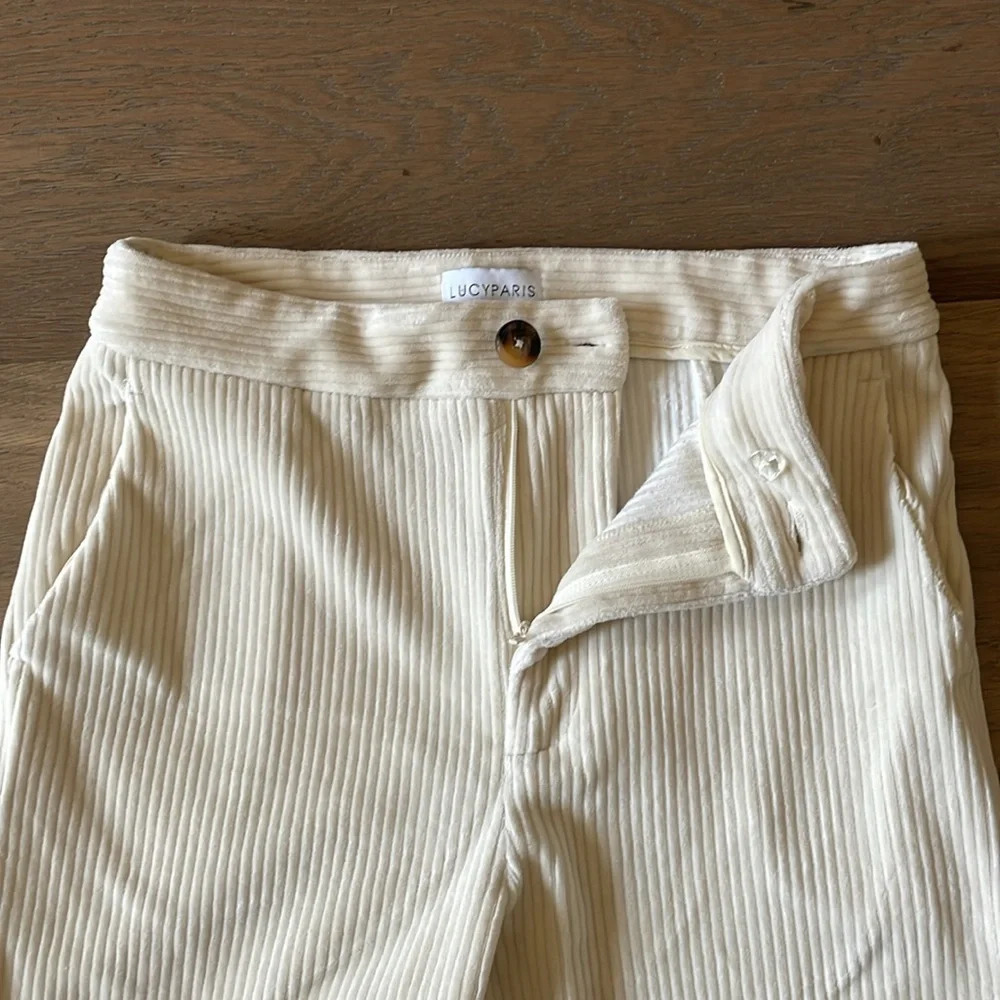 Lucy Paris Bruna Corduroy Pant Ivory Size Medium - Picture 8 of 11